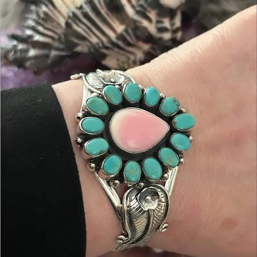Kingman Turquoise Pink Conch Statement Southweste… - image 6